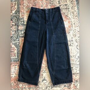 Free People Dark Blue Barrel Cropped Pants